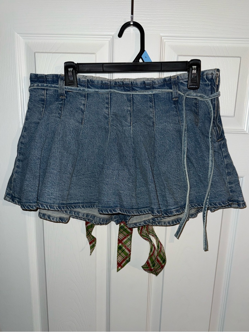 wild fable Blue Denim Pleated Mini Skort with Tie Detail